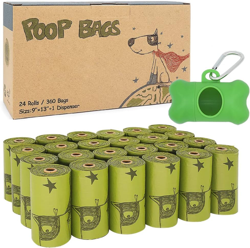 Dog Poop Bags 360 Count, Biodegradable Poop Bags Extra Thick Strong, Eco-Friendly Dog Waste Bag, Doggie Bag Refill Rolls