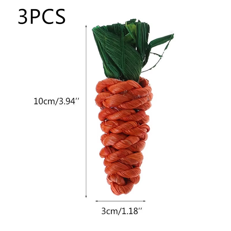 Fashion 3Pcs/Set Carrot Shaped Rabbit Hamster Chew Bite Toys Hamster Guinea Rabbit Rat Toys Guinea Pig Tooth Cleaning Toys