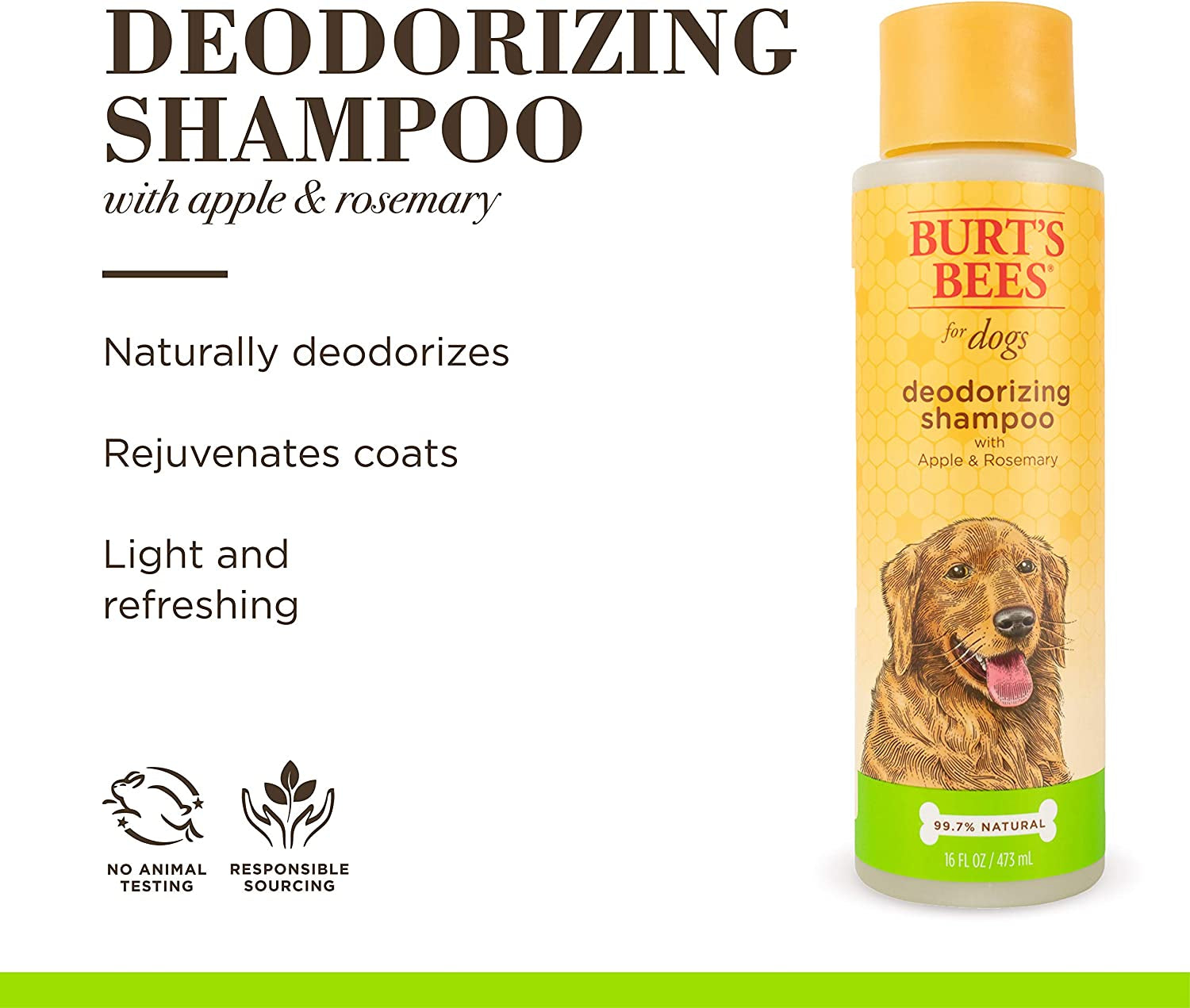 Burt'S Bees for Dogs Deodorizing Dog Shampoo and Dog Deodorizing Spray, Apple & Rosemary Dog Shampoo, Natural Dog Shampoo, Puppy Shampoo, Dog Bathing Supplies, Dog Wash, Pet Shampoo