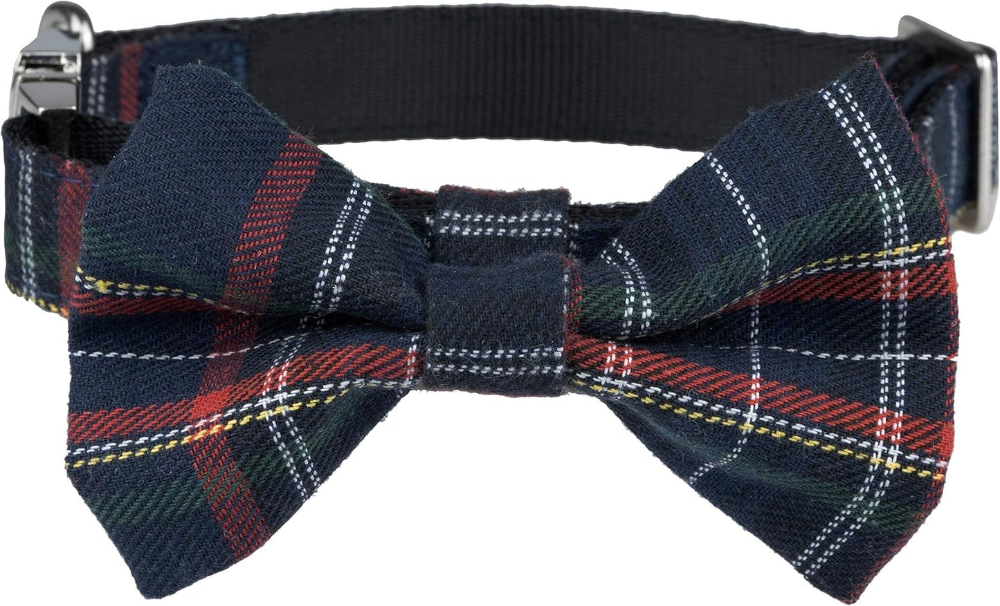 Scottish Tartan Bowtie Dog Collar & Leash Set with Detachable Bow Tie for Girl or Boy Dogs Comfortable Plaid Pattern, Fully Adjustable, Great Pet Gift