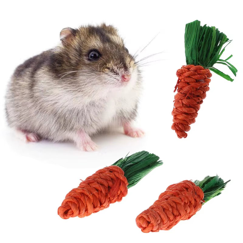 Fashion 3Pcs/Set Carrot Shaped Rabbit Hamster Chew Bite Toys Hamster Guinea Rabbit Rat Toys Guinea Pig Tooth Cleaning Toys