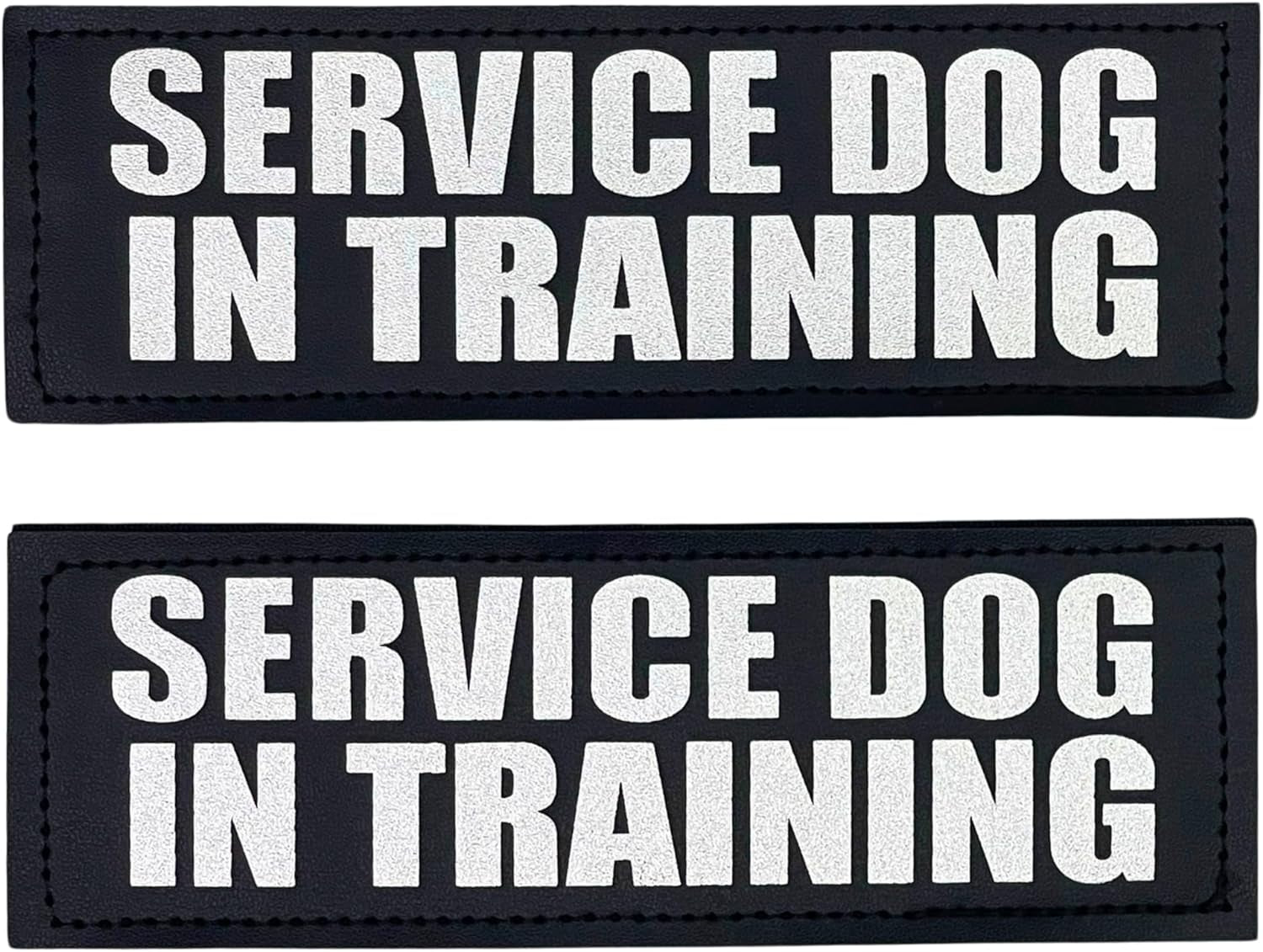 Reflective Service Dog in Training Patches with Hook Backing for Service Animal Vests /Harnesses Large (6 X 2) Inch