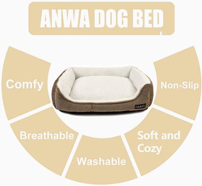 Durable Dog Bed Machine Washable Medium Dog Bed Square, Comfortable Puppy Dog Bed Medium