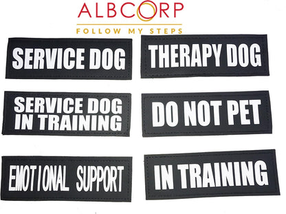 Reflective Service Dog in Training Patches with Hook Backing for Service Animal Vests /Harnesses Large (6 X 2) Inch