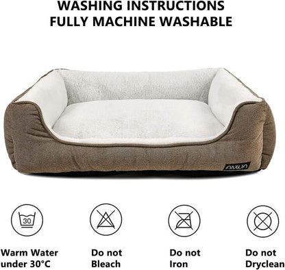 Durable Dog Bed Machine Washable Medium Dog Bed Square, Comfortable Puppy Dog Bed Medium