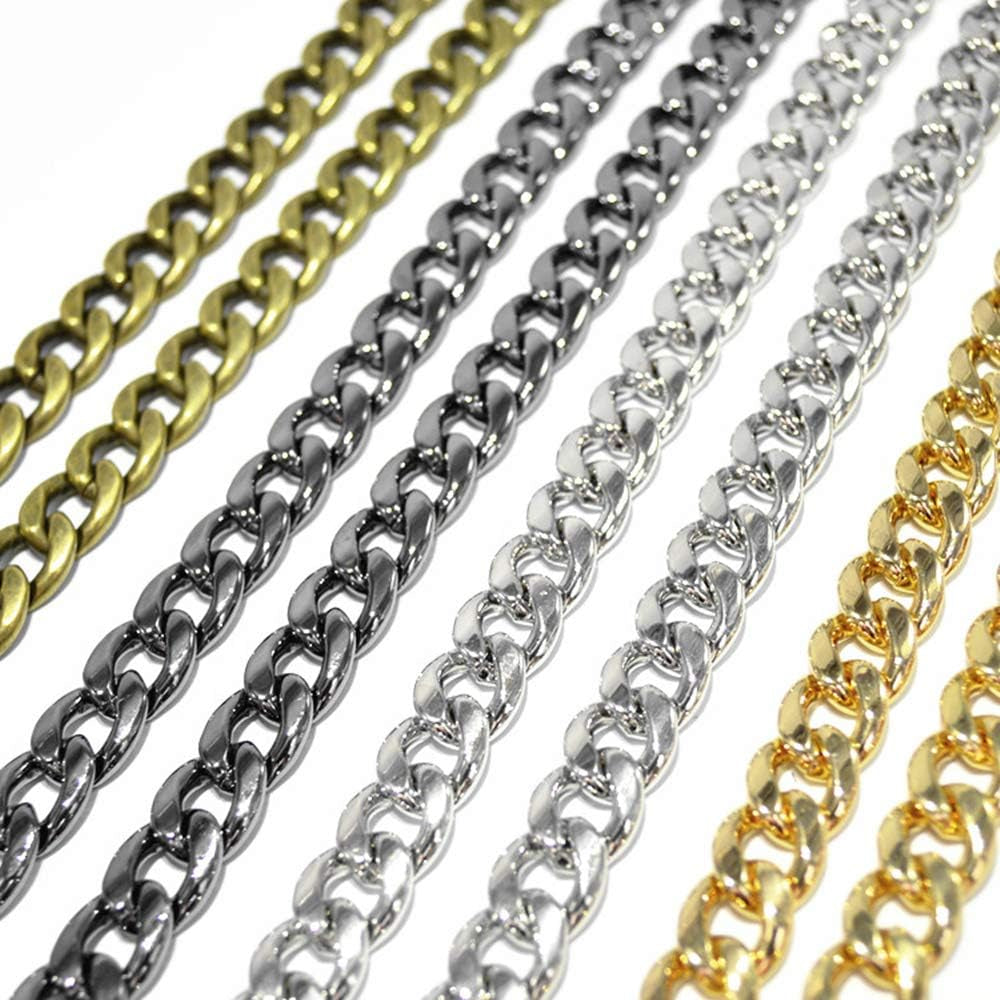 DIY Iron Flat Chain Strap Handbag Chains Purse Chain Straps Shoulder Cross Body Replacement Straps with Metal Buckles (47", Gold)