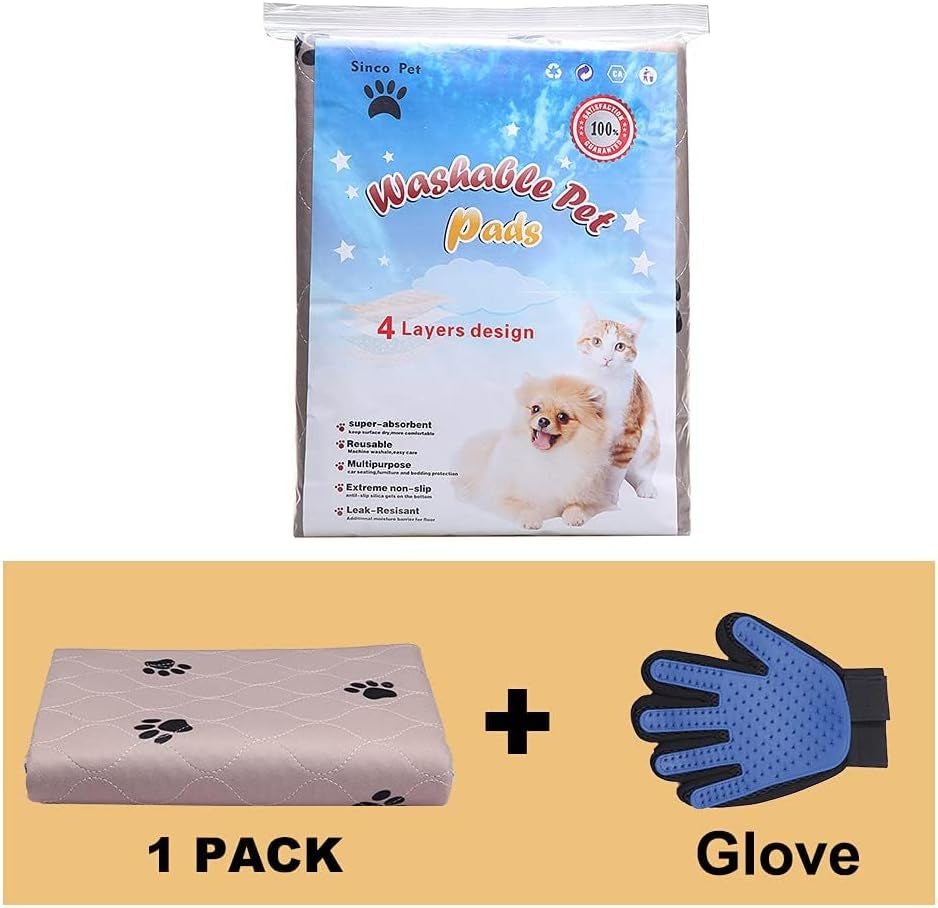 Washable Dog Pee Pads with Puppy Grooming Gloves