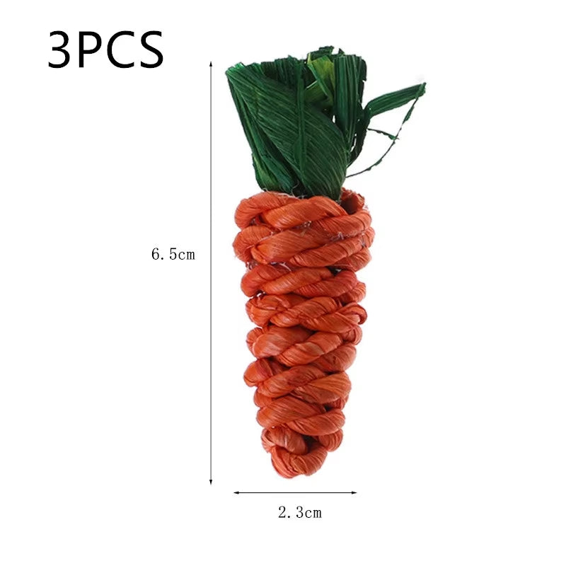 Fashion 3Pcs/Set Carrot Shaped Rabbit Hamster Chew Bite Toys Hamster Guinea Rabbit Rat Toys Guinea Pig Tooth Cleaning Toys