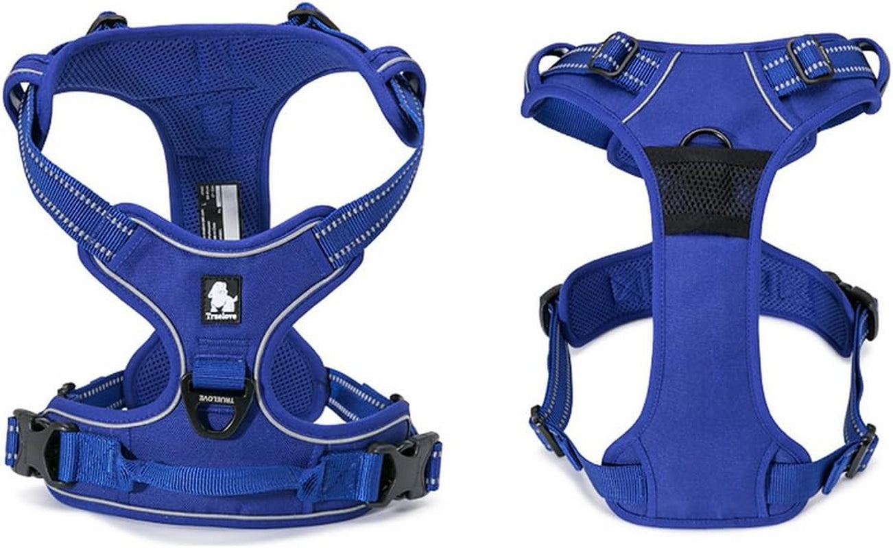 Adjustable No-Pull Dog Harness Reflective Pup Vest Harnesses Comfortable Control Brilliant Colors Truelove Tlh5651(Royal Blue,L)