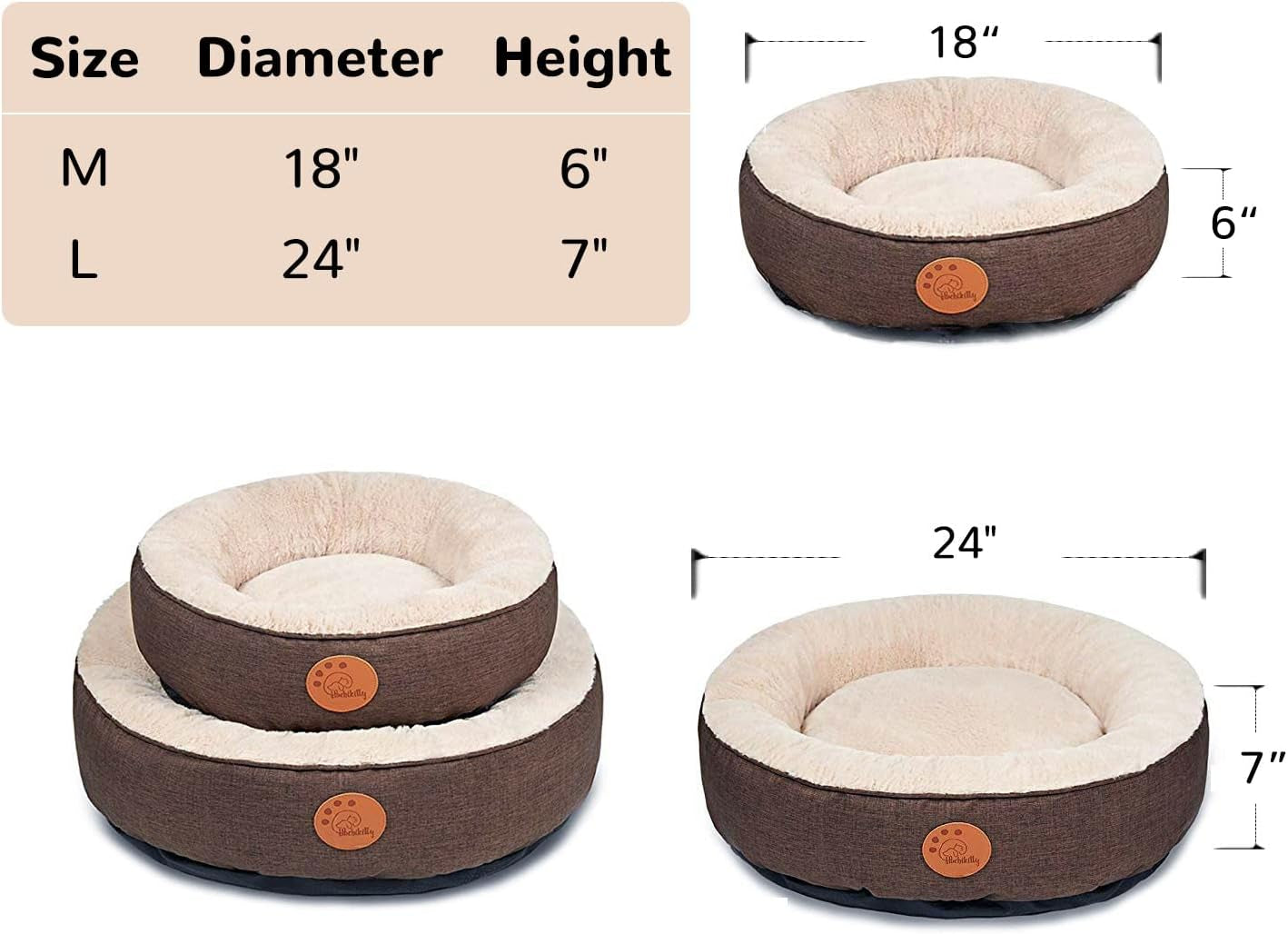 Washable Donut Cat Bed Round, Cat Beds Indoor Cats Medium, Big Cat Bed Machine Washable, 24